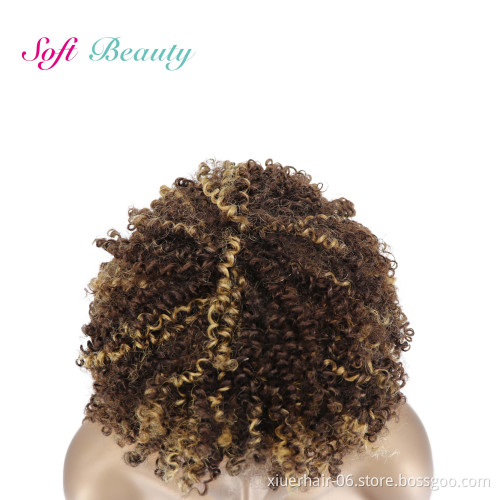 RTS Wholesale Afro Machine Weft Cheap Kinky Indian Ombre 8" 100% Afro Kinky for Black Women Short Curly Human Hair Wig